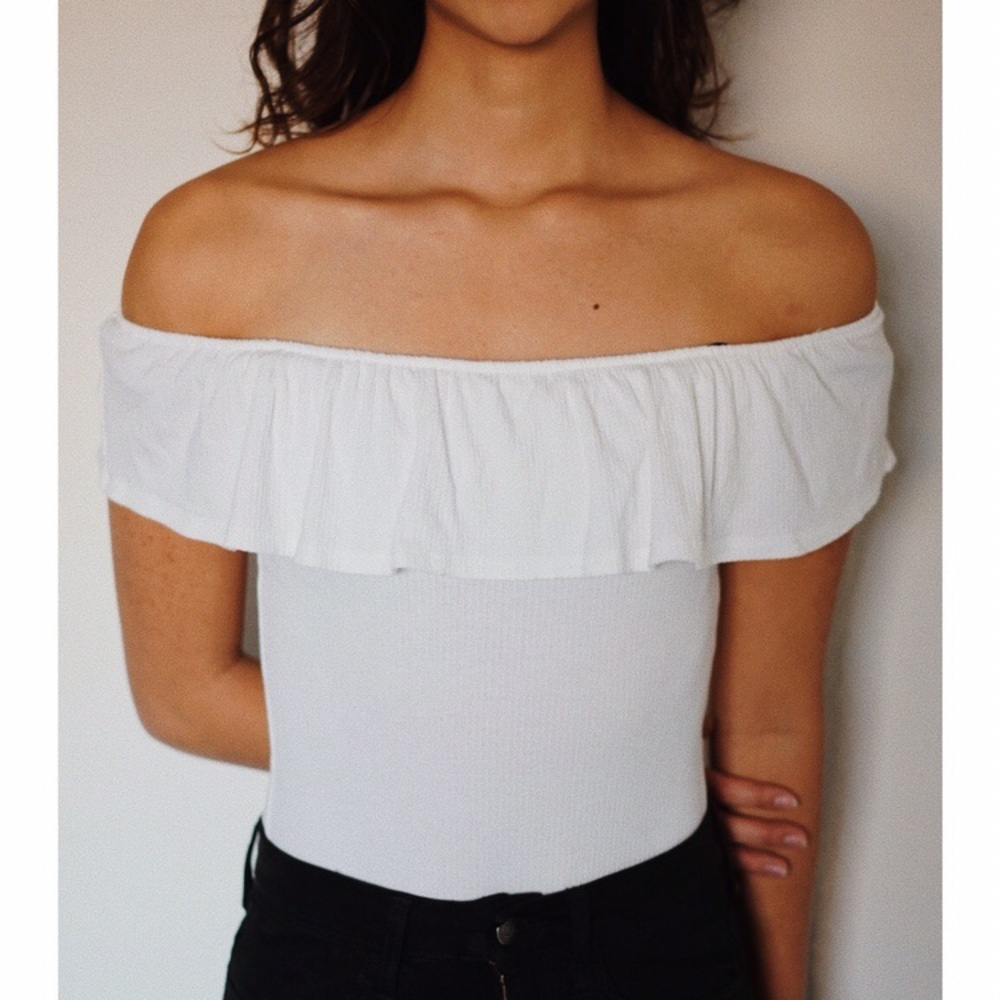 Abercrombie and Fitch white off the shoulder